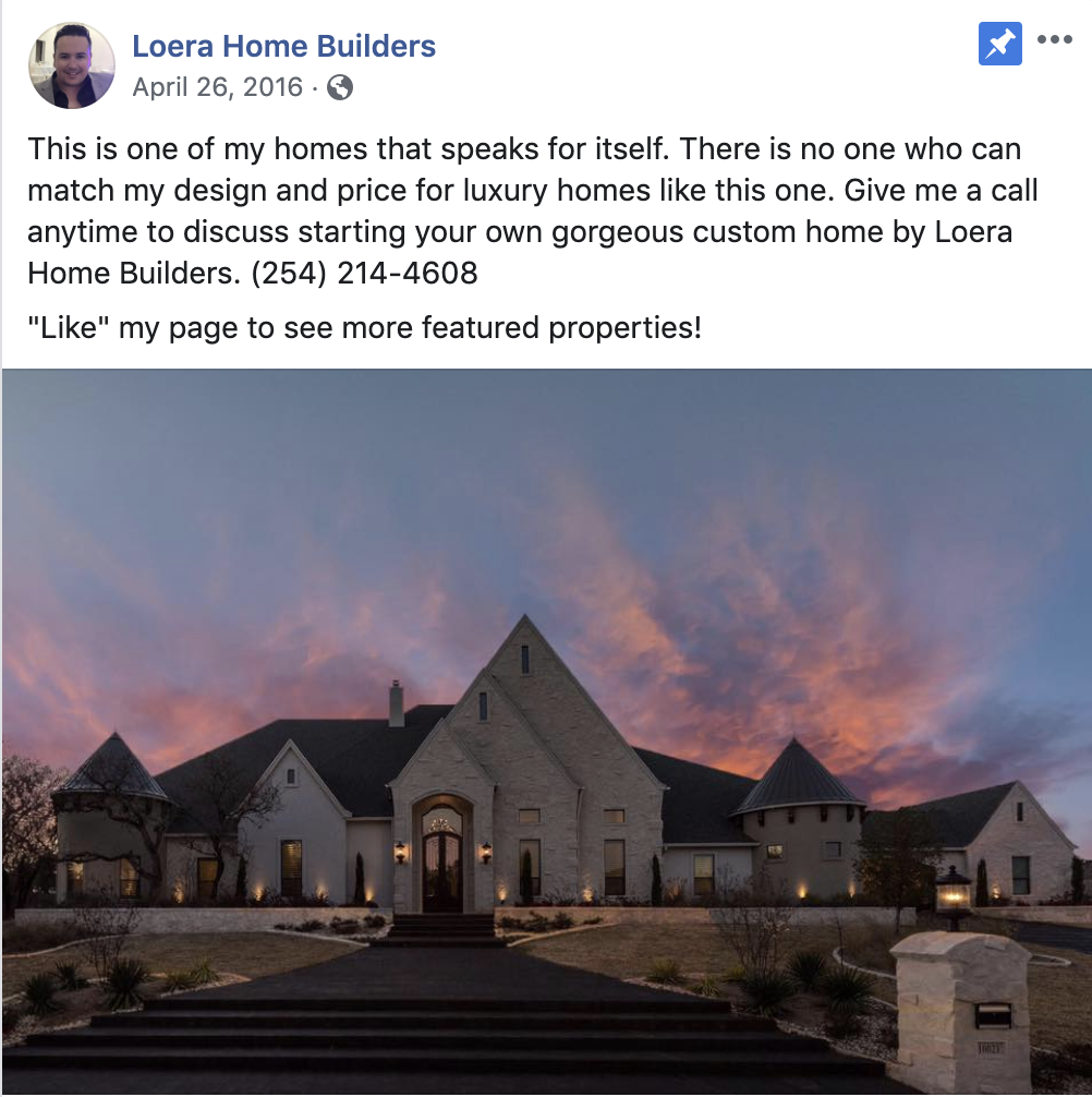 Loera Home Builders Facebook Post