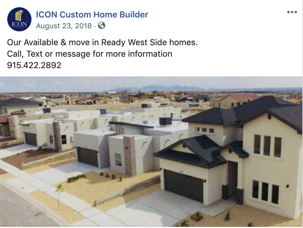 ICON Custom Homes Facebook Post