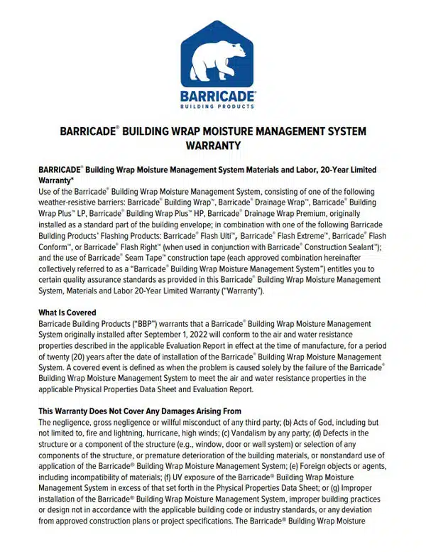Barricade-20-Year-Wrap-Limited-System-Warranty